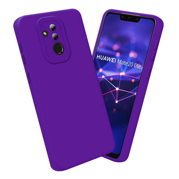 Cadorabo Hoesje geschikt voor Huawei MATE 20 LITE in FLUID DONKER PAARS - Beschermhoes TPU silicone Cover Case