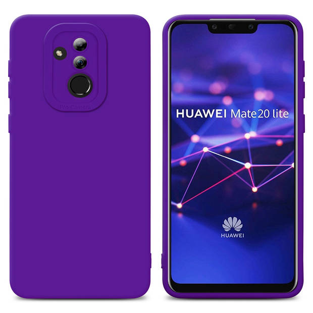 Cadorabo Hoesje geschikt voor Huawei MATE 20 LITE in FLUID DONKER PAARS - Beschermhoes TPU silicone Cover Case