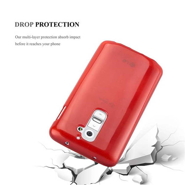 Cadorabo Hoesje geschikt voor LG G2 in ROOD - Beschermhoes TPU silicone Case Cover Brushed