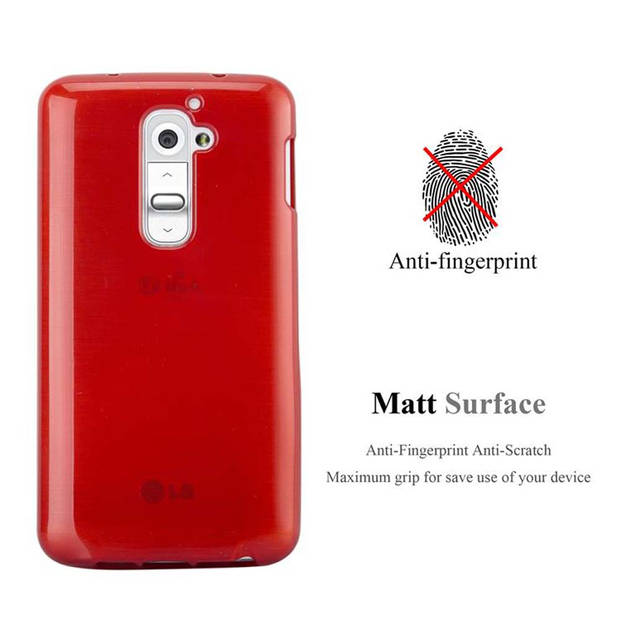 Cadorabo Hoesje geschikt voor LG G2 in ROOD - Beschermhoes TPU silicone Case Cover Brushed