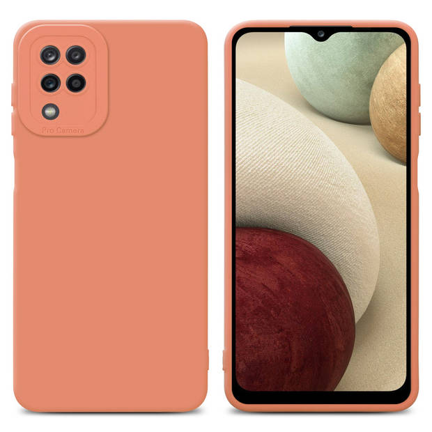 Cadorabo Hoesje geschikt voor Samsung Galaxy A12 / M12 in FLUID LICHT ORANJE - Beschermhoes TPU silicone Cover Case