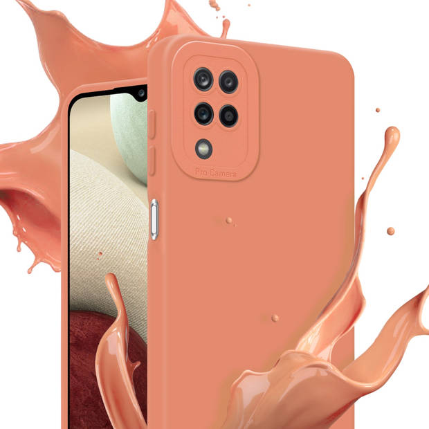 Cadorabo Hoesje geschikt voor Samsung Galaxy A12 / M12 in FLUID LICHT ORANJE - Beschermhoes TPU silicone Cover Case