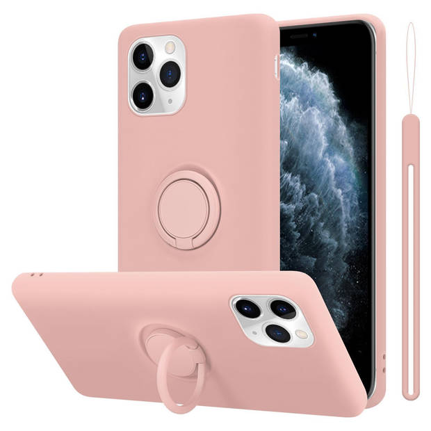 Cadorabo Hoesje geschikt voor Apple iPhone 11 PRO MAX in LIQUID ROZE - Beschermhoes van TPU silicone Case Cover met ring