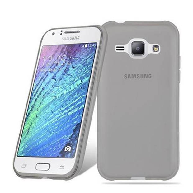 Cadorabo Hoesje geschikt voor Samsung Galaxy J1 2015 in TRANSPARANT ZWART - Beschermhoes Cover gemaakt van TPU Silicone