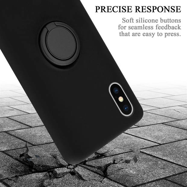 Cadorabo Hoesje geschikt voor Apple iPhone XS MAX in LIQUID ZWART - Beschermhoes van TPU silicone Case Cover met ring