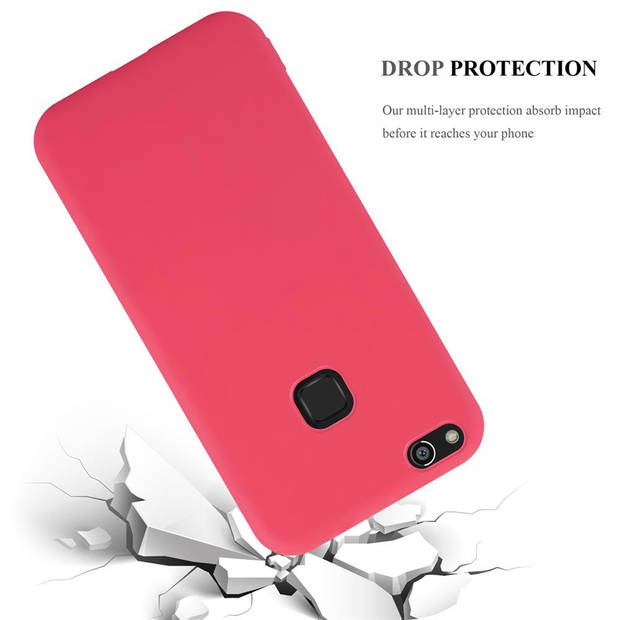 Cadorabo Hoesje geschikt voor Huawei P10 LITE in CANDY ROOD - Beschermhoes TPU silicone Case Cover