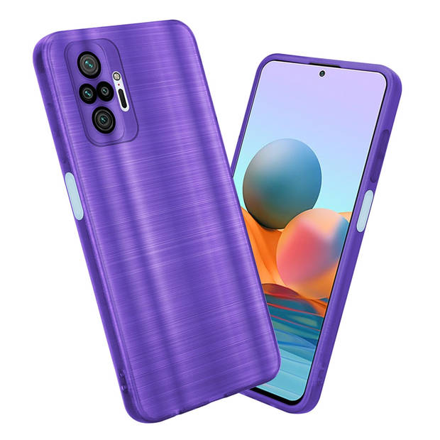 Cadorabo Hoesje geschikt voor Xiaomi RedMi NOTE 10 PRO in Brushed Paars - Beschermhoes Case Cover TPU silicone