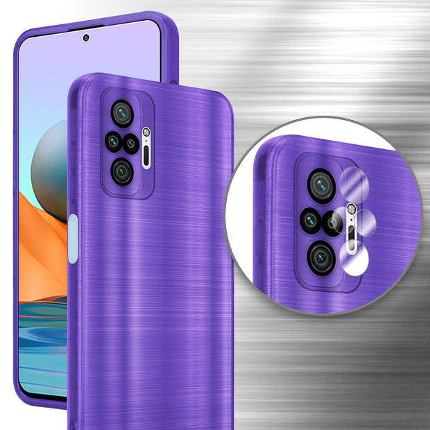 Cadorabo Hoesje geschikt voor Xiaomi RedMi NOTE 10 PRO in Brushed Paars - Beschermhoes Case Cover TPU silicone