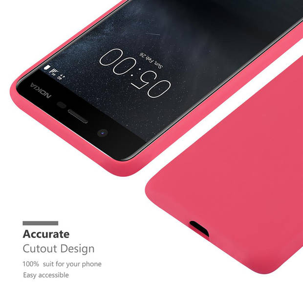 Cadorabo Hoesje geschikt voor Nokia 5 2017 in CANDY ROOD - Beschermhoes TPU silicone Case Cover