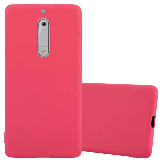 Cadorabo Hoesje geschikt voor Nokia 5 2017 in CANDY ROOD - Beschermhoes TPU silicone Case Cover