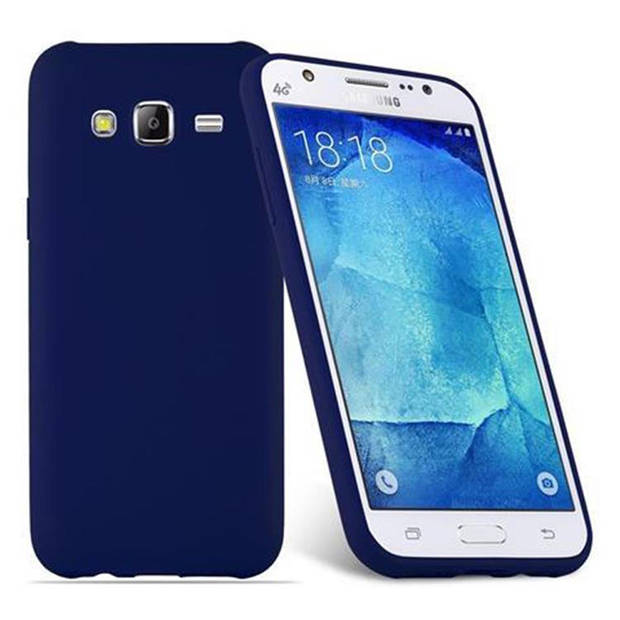 Cadorabo Hoesje geschikt voor Samsung Galaxy J5 2015 in CANDY DONKER BLAUW - Beschermhoes TPU silicone Case Cover