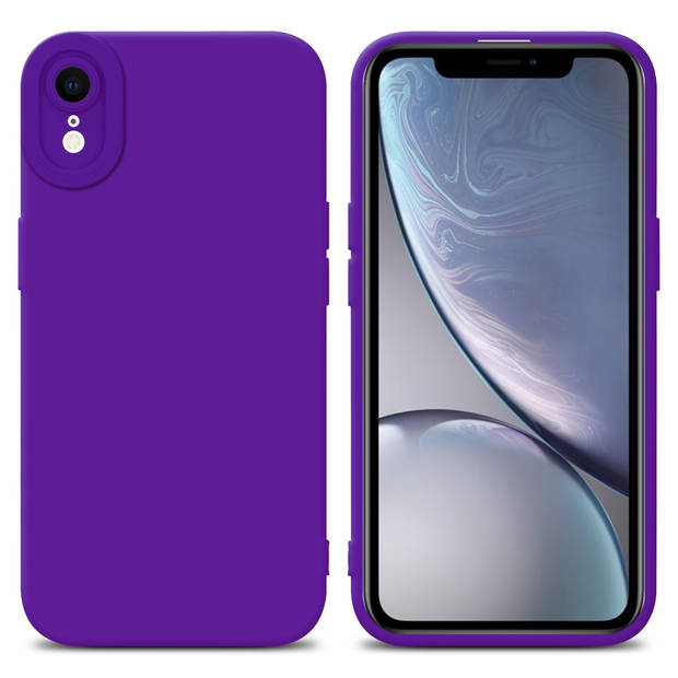 Cadorabo Hoesje geschikt voor Apple iPhone XR in FLUID DONKER PAARS - Beschermhoes TPU silicone Cover Case