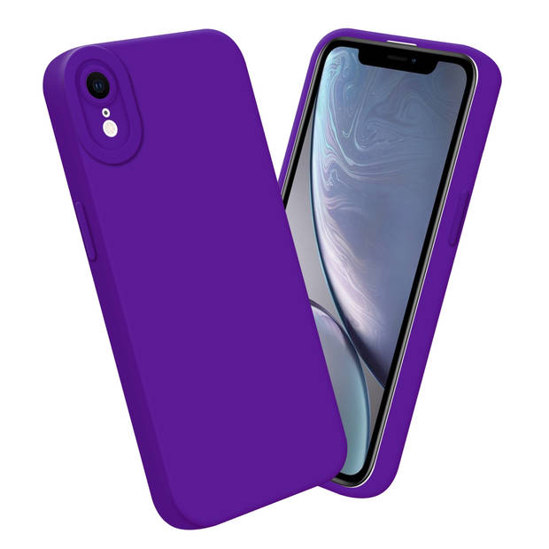 Cadorabo Hoesje geschikt voor Apple iPhone XR in FLUID DONKER PAARS - Beschermhoes TPU silicone Cover Case