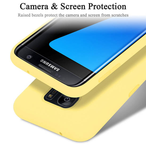 Cadorabo Hoesje geschikt voor Samsung Galaxy S7 EDGE Case in LIQUID GEEL - Beschermhoes TPU silicone Cover