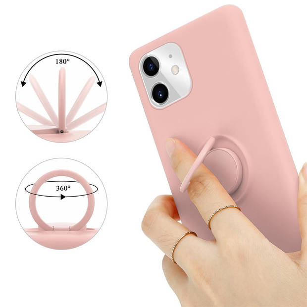 Cadorabo Hoesje geschikt voor Apple iPhone 11 in LIQUID ROZE - Beschermhoes van TPU silicone Case Cover met ring