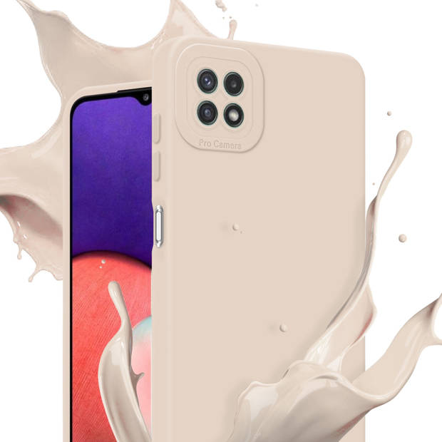 Cadorabo Hoesje geschikt voor Samsung Galaxy A22 5G in FLUID CREAM - Beschermhoes TPU silicone Cover Case