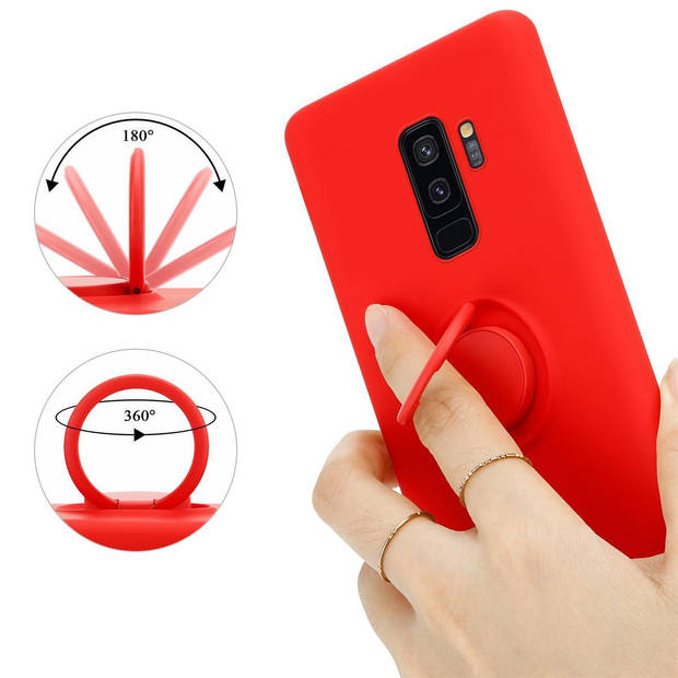 Cadorabo Hoesje geschikt voor Samsung Galaxy S9 PLUS in LIQUID ROOD - Beschermhoes van TPU silicone Case Cover met ring