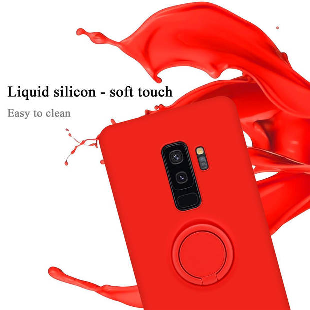 Cadorabo Hoesje geschikt voor Samsung Galaxy S9 PLUS in LIQUID ROOD - Beschermhoes van TPU silicone Case Cover met ring