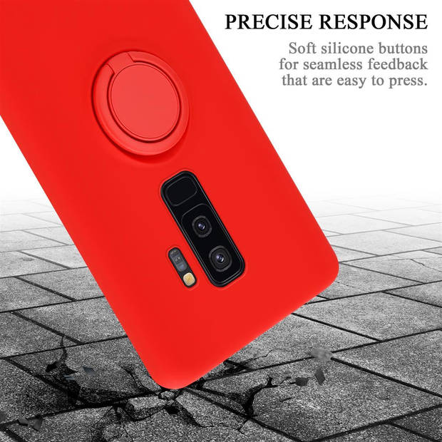 Cadorabo Hoesje geschikt voor Samsung Galaxy S9 PLUS in LIQUID ROOD - Beschermhoes van TPU silicone Case Cover met ring