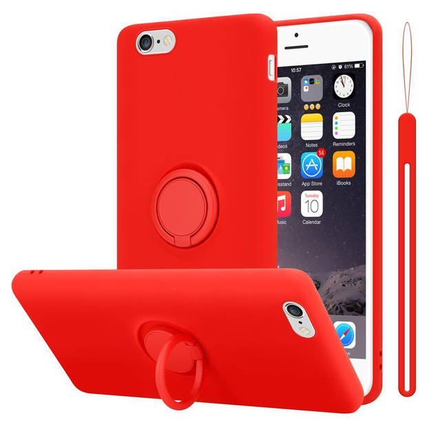 Cadorabo Hoesje geschikt voor Apple iPhone 6 / 6S in LIQUID ROOD - Beschermhoes van TPU silicone Case Cover met ring