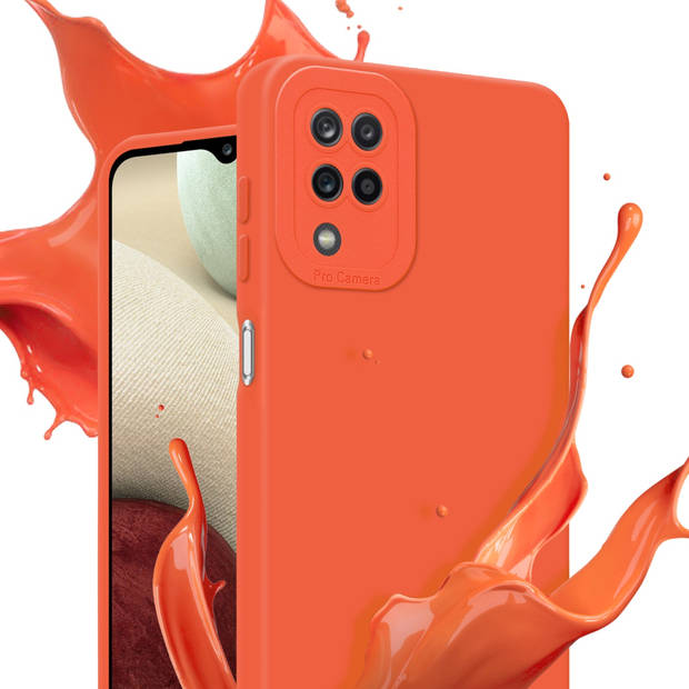 Cadorabo Hoesje geschikt voor Samsung Galaxy A12 / M12 in FLUID ORANJE - Beschermhoes TPU silicone Cover Case