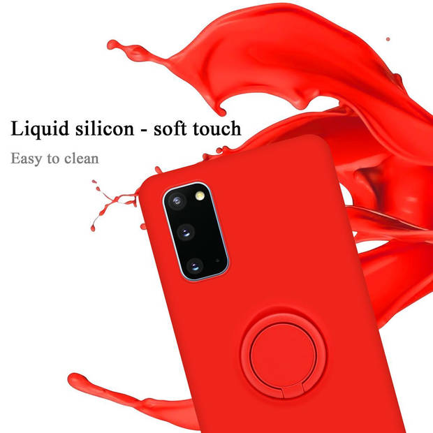 Cadorabo Hoesje geschikt voor Samsung Galaxy S20 in LIQUID ROOD - Beschermhoes van TPU silicone Case Cover met ring