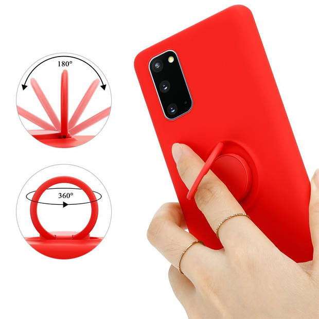 Cadorabo Hoesje geschikt voor Samsung Galaxy S20 in LIQUID ROOD - Beschermhoes van TPU silicone Case Cover met ring