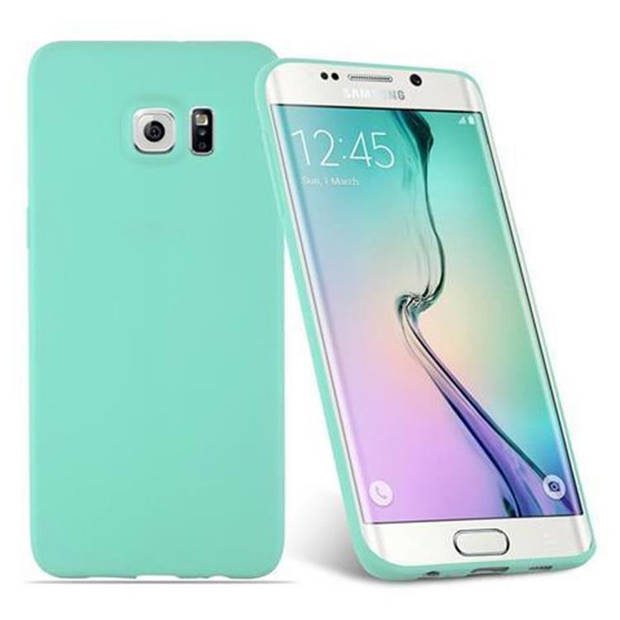 Cadorabo Hoesje geschikt voor Samsung Galaxy S6 EDGE in CANDY BLAUW - Beschermhoes TPU silicone Case Cover