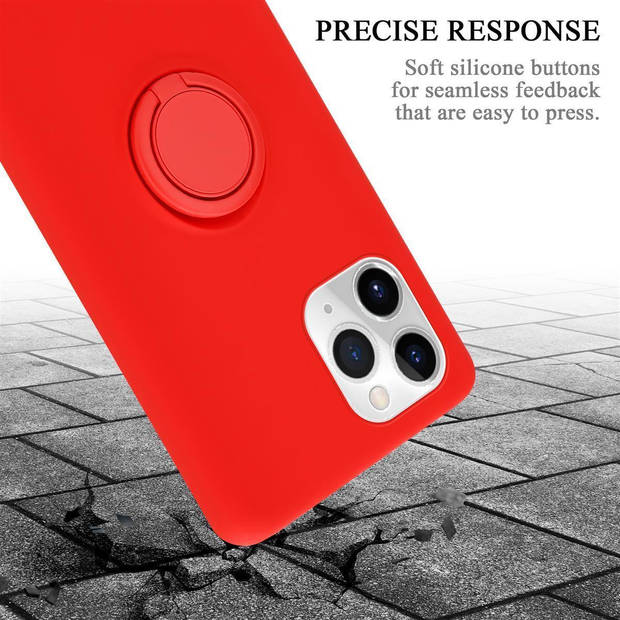 Cadorabo Hoesje geschikt voor Apple iPhone 11 PRO MAX in LIQUID ROOD - Beschermhoes van TPU silicone Case Cover met ring