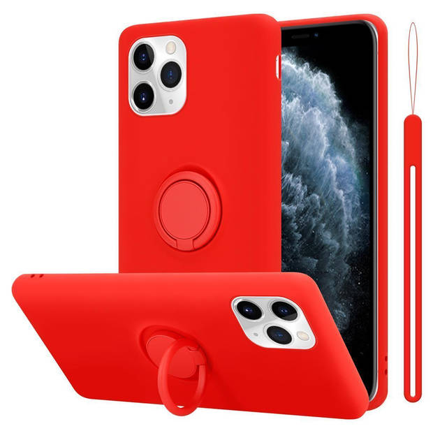 Cadorabo Hoesje geschikt voor Apple iPhone 11 PRO MAX in LIQUID ROOD - Beschermhoes van TPU silicone Case Cover met ring