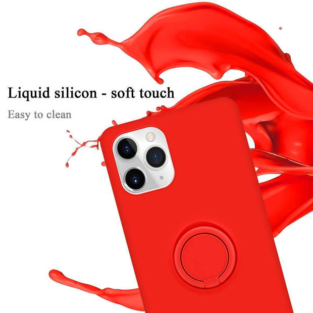 Cadorabo Hoesje geschikt voor Apple iPhone 11 PRO MAX in LIQUID ROOD - Beschermhoes van TPU silicone Case Cover met ring