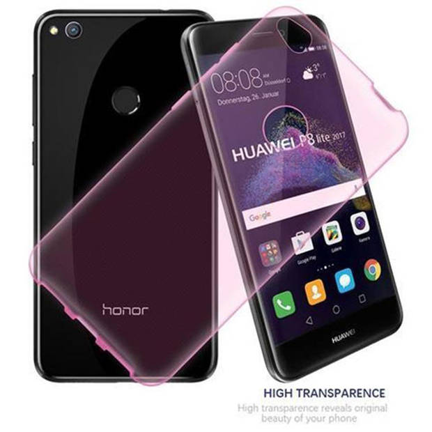 Cadorabo Hoesje geschikt voor Huawei P8 LITE 2017 / P9 LITE 2017 in TRANSPARANT ROZE - Beschermhoes Cover gemaakt van