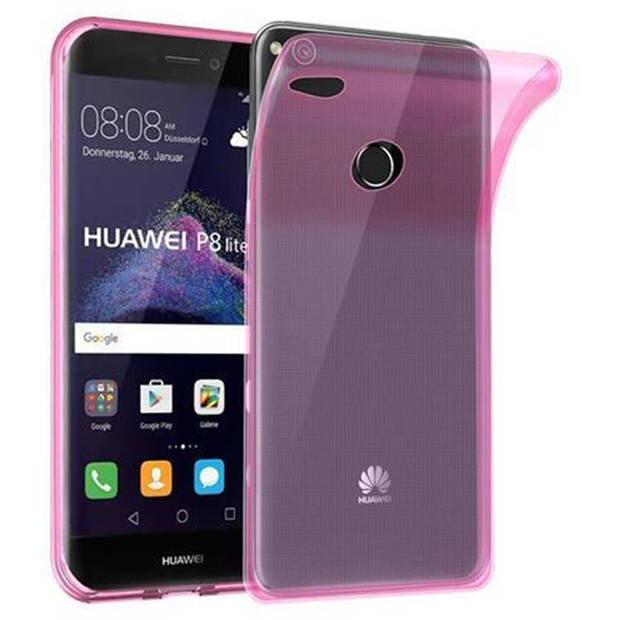 Cadorabo Hoesje geschikt voor Huawei P8 LITE 2017 / P9 LITE 2017 in TRANSPARANT ROZE - Beschermhoes Cover gemaakt van