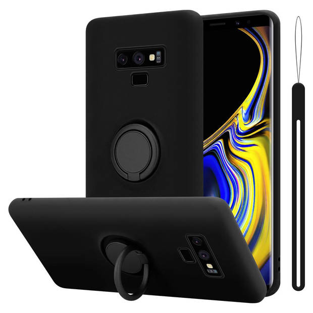 Cadorabo Hoesje geschikt voor Samsung Galaxy NOTE 9 in LIQUID ZWART - Beschermhoes van TPU silicone Case Cover met ring