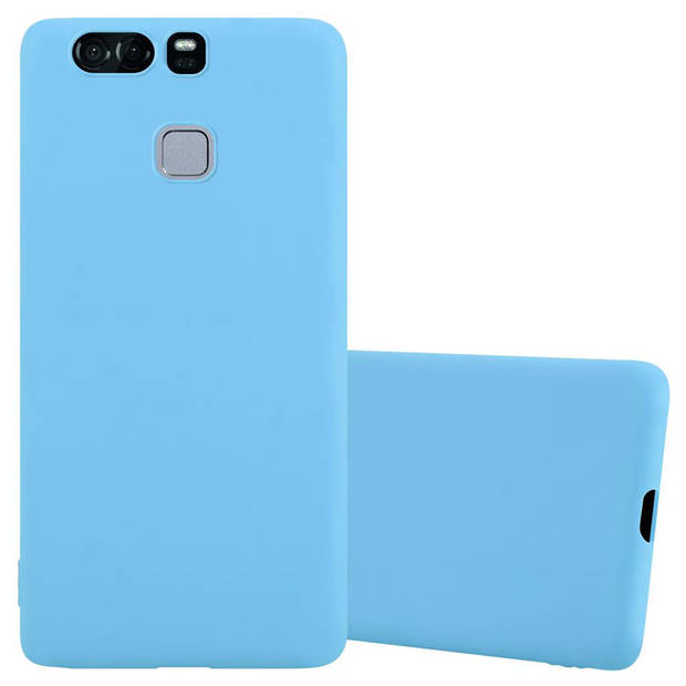 Cadorabo Hoesje geschikt voor Huawei P9 in CANDY BLAUW - Beschermhoes TPU silicone Case Cover