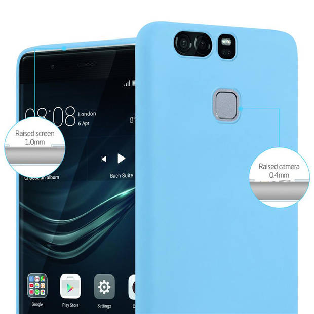 Cadorabo Hoesje geschikt voor Huawei P9 in CANDY BLAUW - Beschermhoes TPU silicone Case Cover