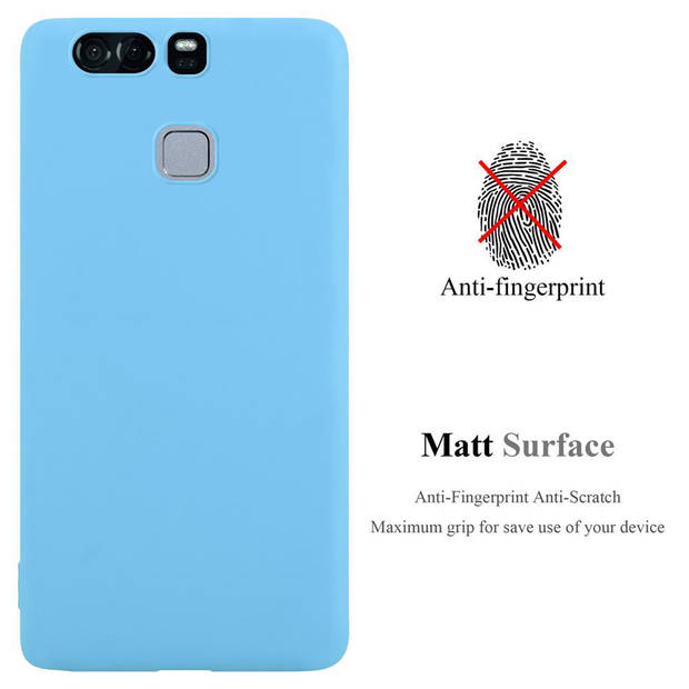 Cadorabo Hoesje geschikt voor Huawei P9 in CANDY BLAUW - Beschermhoes TPU silicone Case Cover