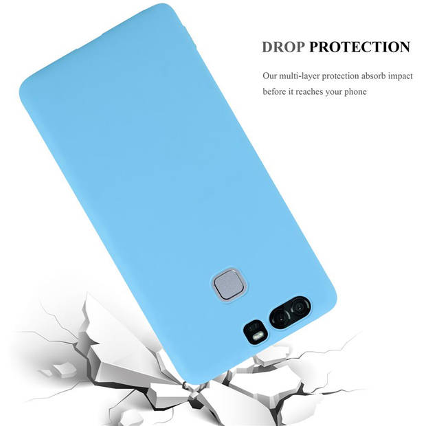 Cadorabo Hoesje geschikt voor Huawei P9 in CANDY BLAUW - Beschermhoes TPU silicone Case Cover