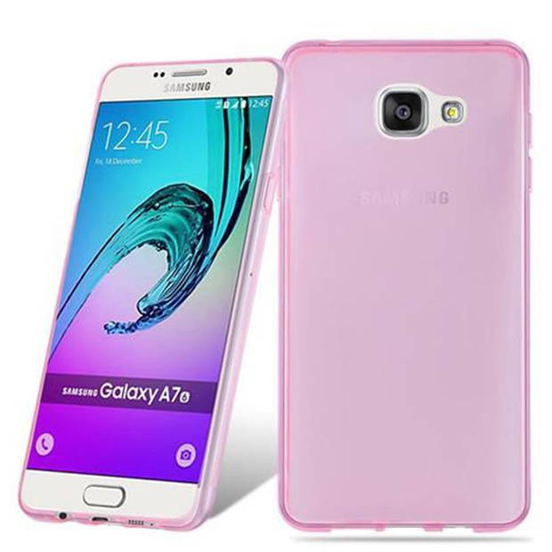 Cadorabo Hoesje geschikt voor Samsung Galaxy A7 2016 in TRANSPARANT ROZE - Beschermhoes Cover gemaakt van TPU Silicone