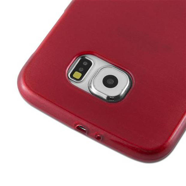 Cadorabo Hoesje geschikt voor Samsung Galaxy S6 in ROOD - Beschermhoes TPU silicone Case Cover Brushed