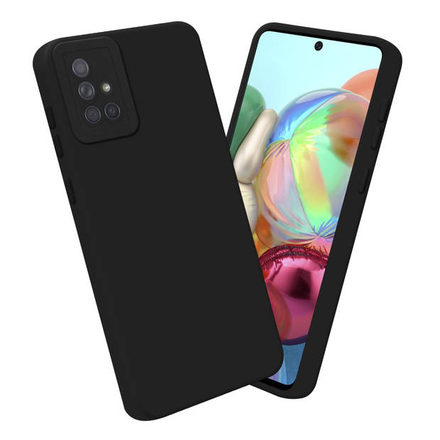 Cadorabo Hoesje geschikt voor Samsung Galaxy A71 4G in FLUID ZWART - Beschermhoes TPU silicone Cover Case