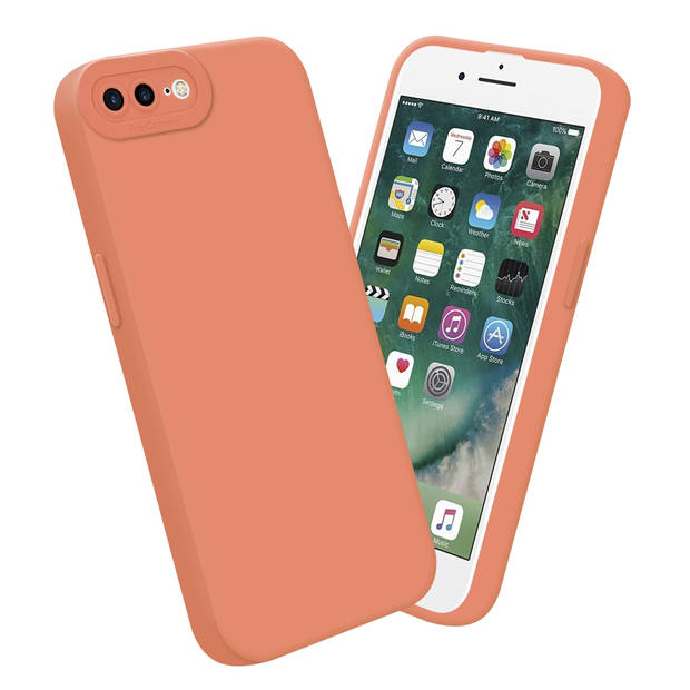 Cadorabo Hoesje geschikt voor Apple iPhone 7 PLUS / 7S PLUS / 8 PLUS in FLUID LICHT ORANJE - Beschermhoes TPU silicone