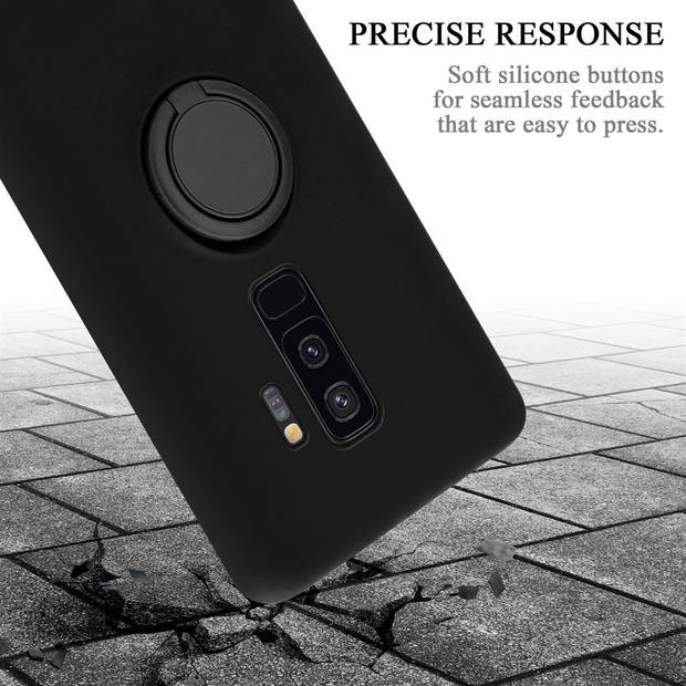 Cadorabo Hoesje geschikt voor Samsung Galaxy S9 PLUS in LIQUID ZWART - Beschermhoes van TPU silicone Case Cover met ring