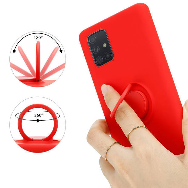 Cadorabo Hoesje geschikt voor Samsung Galaxy A71 4G in LIQUID ROOD - Beschermhoes van TPU silicone Case Cover met ring