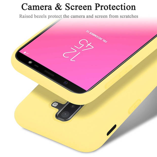 Cadorabo Hoesje geschikt voor Samsung Galaxy A6 PLUS 2018 Case in LIQUID GEEL - Beschermhoes TPU silicone Cover