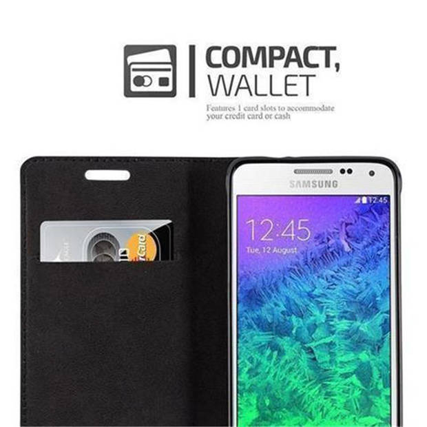 Cadorabo Hoesje geschikt voor Samsung Galaxy ALPHA in CAPPUCCINO BRUIN - Beschermhoes Case magnetische sluiting Cover