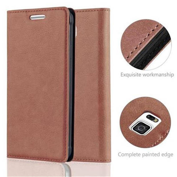 Cadorabo Hoesje geschikt voor Samsung Galaxy ALPHA in CAPPUCCINO BRUIN - Beschermhoes Case magnetische sluiting Cover