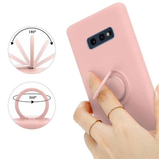 Cadorabo Hoesje geschikt voor Samsung Galaxy S10e in LIQUID ROZE - Beschermhoes van TPU silicone Case Cover met ring