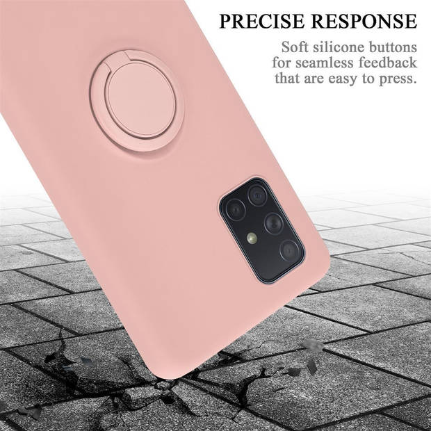 Cadorabo Hoesje geschikt voor Samsung Galaxy A71 4G in LIQUID ROZE - Beschermhoes van TPU silicone Case Cover met ring