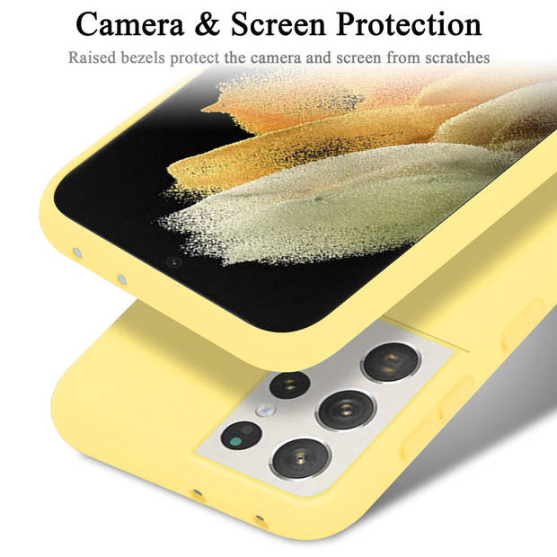 Cadorabo Hoesje geschikt voor Samsung Galaxy S21 ULTRA Case in LIQUID GEEL - Beschermhoes TPU silicone Cover